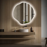 LED Spiegel Asymmetrisch Oval | Touch-Schalter | Anti-Beschlag-Funktion | Kaltweißes Licht - Reyze Seria Ambient Model 1